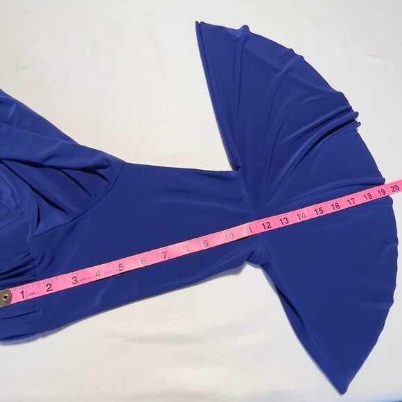 FRANK LYMAN Design Off-the-Shoulder Tunic Top Royal Blue Bell Sleeves - Size14 - Picture 10 of 10